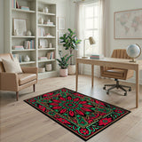 Vibrant Red-Green Mandala Persian Area Rug