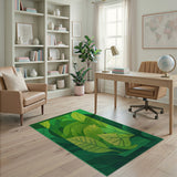 Green Vibrant Green Leaf Overlap Area Rug