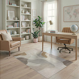 Beige and Neutral Abstract Area Fluid Beige Abstract Area Rug