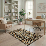 Brown Tan Geometric Leopard Area Rug