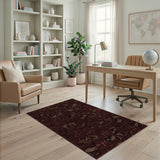 Dark Red Butterfly Washable Area Rug