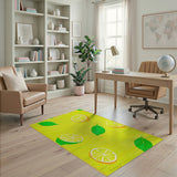 Yellow Fruit Pattern Vibrant Lemon Slices Yellow Area Rug