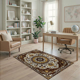 Opulent Gold Medallion Traditional Persian Rug