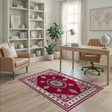 Red Elegant Red Persian Floral Medallion Area Rug
