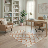 Cream and Terracotta Trellis Area Rug