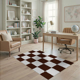 Distressed Brown Checkerboard Area Rug