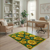 Yellow Vibrant Sunflower Field Area Rug
