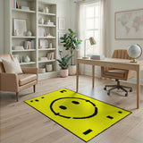 Yellow Kids Cartoon Cheerful Yellow Smiley Face Area Rug