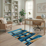 Coastal Lighthouse Scenes Blue Teal Area Rug