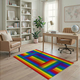 Rainbow Striped Geometric Area Rug