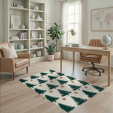 Evergreen Fir Tree Snowflake Pattern Area Rug