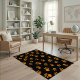 Orange Playful Orange Paw Print Area Rug