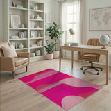 Vibrant Pink Geometric Wave Area Rug