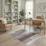 Layered Beige Neutral Geometric Woven Rug
