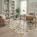 Vintage Cream Peony Floral Area Rug