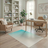 Teal to Ivory Gradient Abstract Area Rug