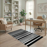 Bold Black White Stripe Geometric Area Rug