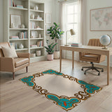 Teal Ornate Border Area Rug