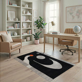 Modern Abstract Black White Geometric Rug