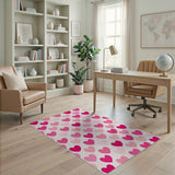 Scattered Pink Hearts Area Rug