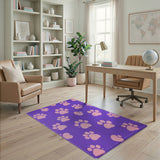 Purple Shag Rug with Playful Pink Paw Prints