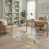 Abstract Beige Leaf Area Rug