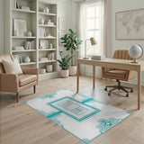 Teal Geometric Line Art Area Rug