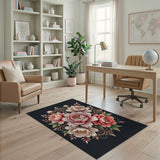 Ornate Pink Peony Floral Area Rug