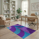 Purple Teal Overlapping Waves Geometric Rug