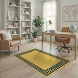 Navy Greek Key Border Gold Area Rug