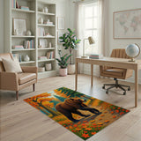 Autumn Grizzly Bear Forest Path Rug