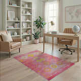 Pink Vibrant Pink Yellow Geometric Southwestern Rug