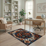 Vintage Poppy Floral Area Rug
