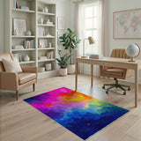 Cosmic Rainbow Galaxy Pixel Area Rug