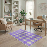 Purple Gingham Checkered Geometric Modern Area Rug