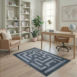 Geometric Modern Blue Geometric Maze Area Rug