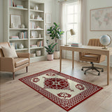 Red Floral Medallion Persian Traditional Persian Area Rug