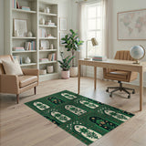 Green Arched Floral Lattice Area Rug