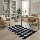 Black and White Geometric Modern Black White Checkered Woven Area Rug