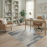 Distressed Grey Horizontal Stripe Area Rug
