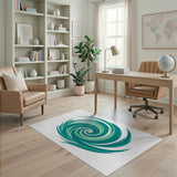 Teal Swirl Abstract Blue and Teal Area Rug
