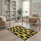 Playful Black Cats on Sunny Yellow Area Rug