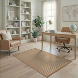 Tan Cream Woven Geometric Area Rug