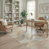 Cream Beige Wavy Abstract Area Rug