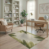 Green Palm Frond Coastal Beach Area Rug