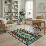 Teal Terracotta Southwestern Geometric Area Rug