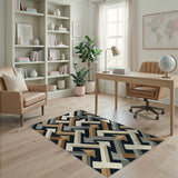 Modern Grey Arrow Maze Geometric Rug