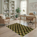 Orange Yellow Geometric Floral Area Rug