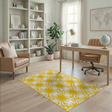 Vibrant Yellow Daisy Lattice Area Rug