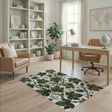 Vintage Green Grape Leaf Area Rug